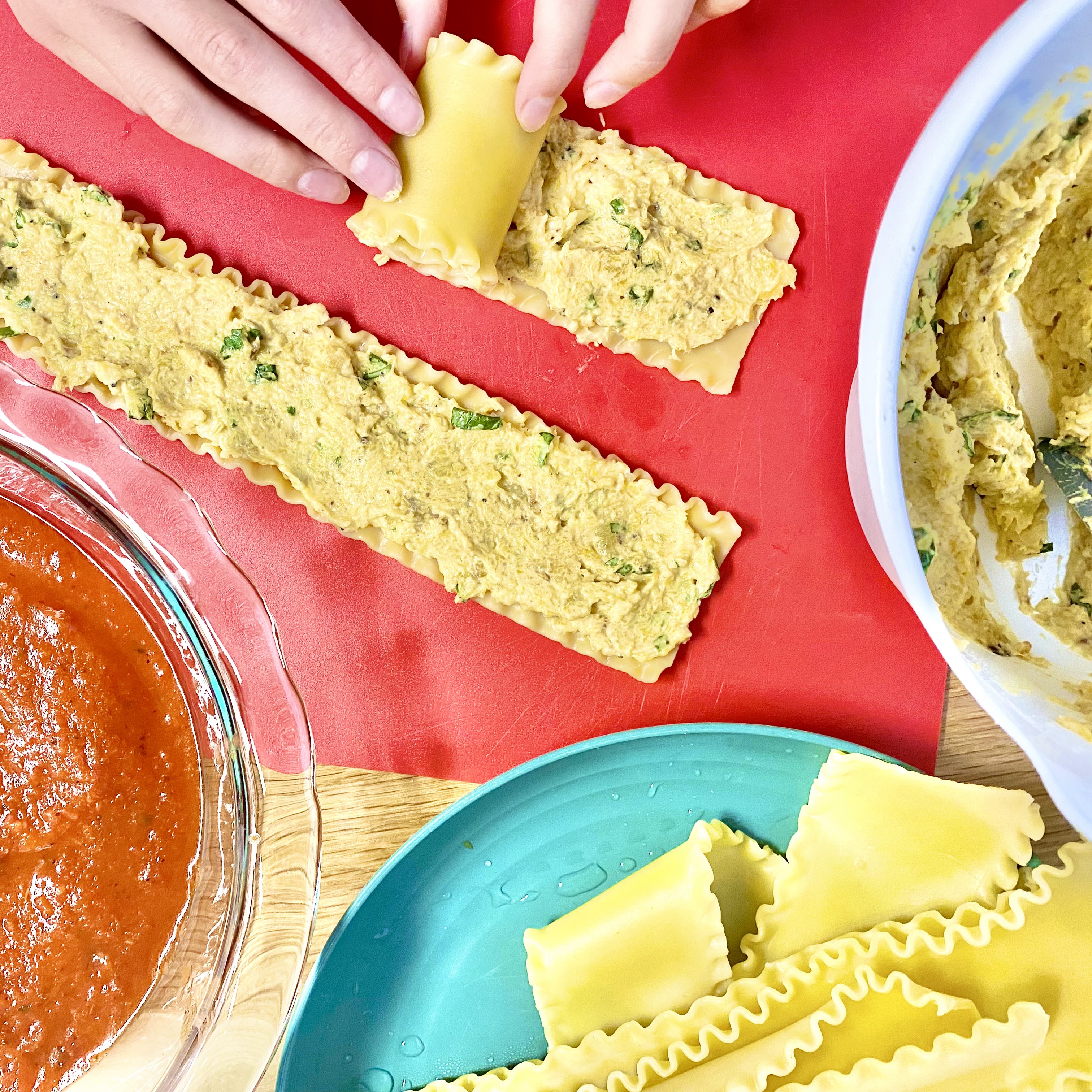 butternut squash and Goat Cheese Lasagna Roll-Ups on plate