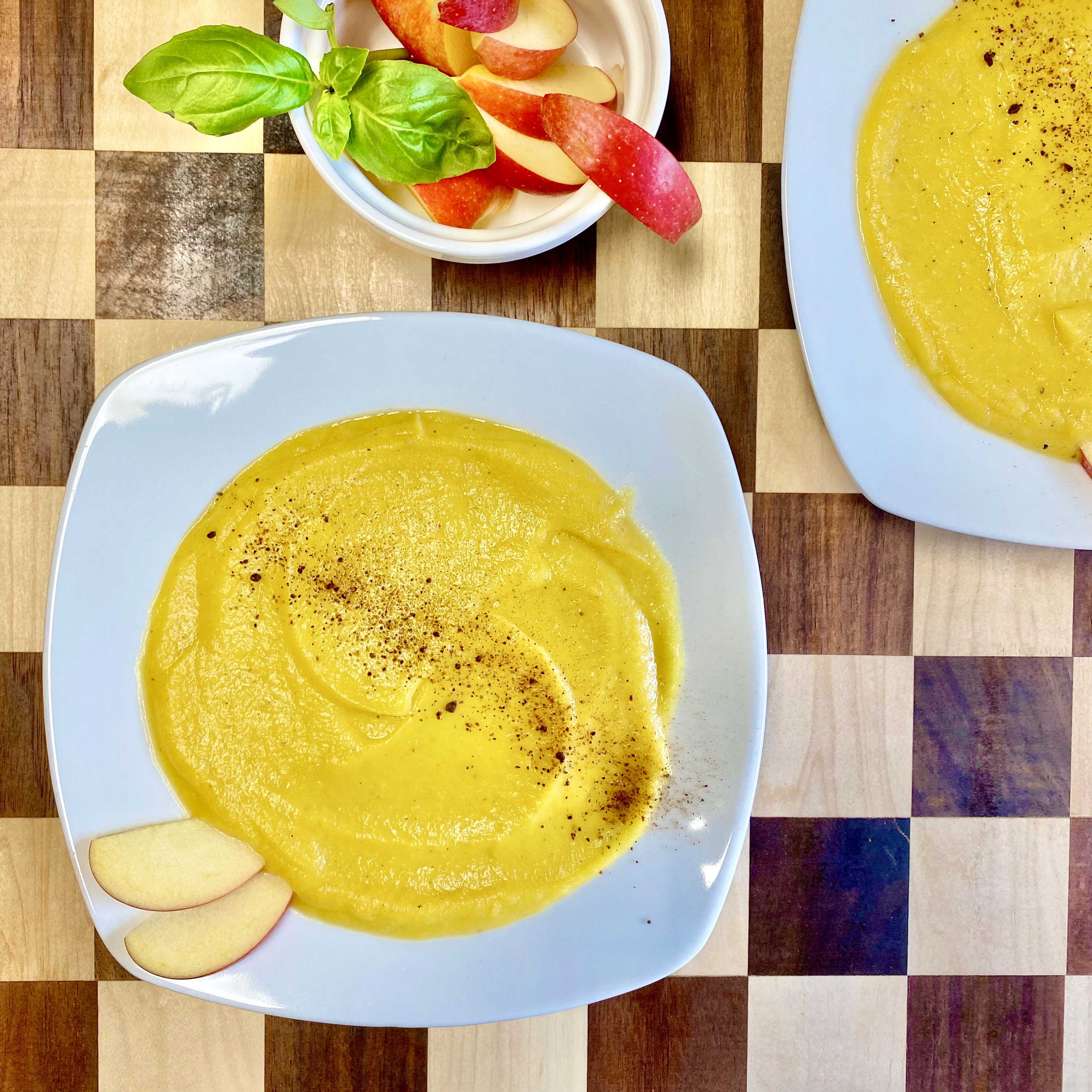 butternut squash soup in bowls