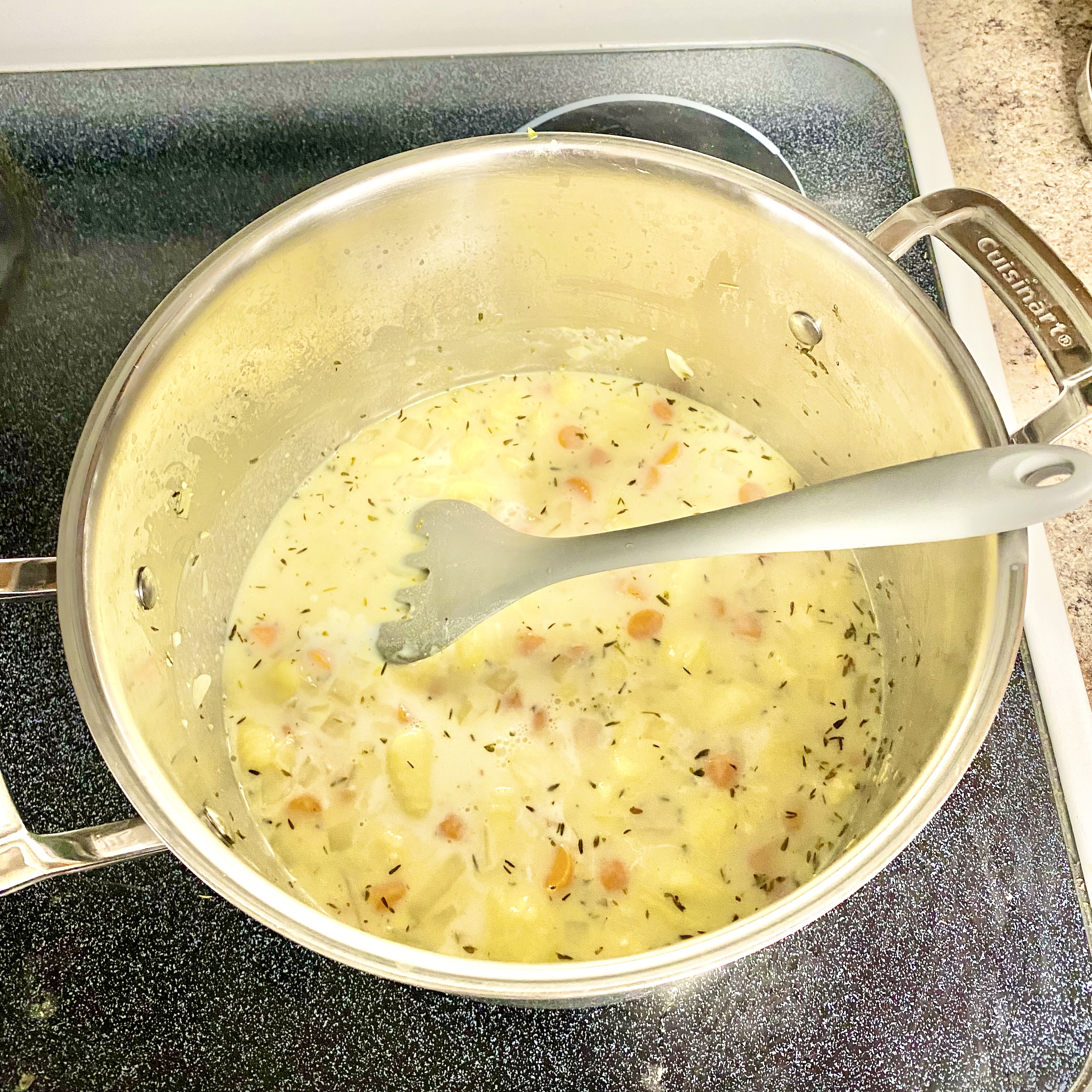 Hearty bowl of chicken gnocchi soup