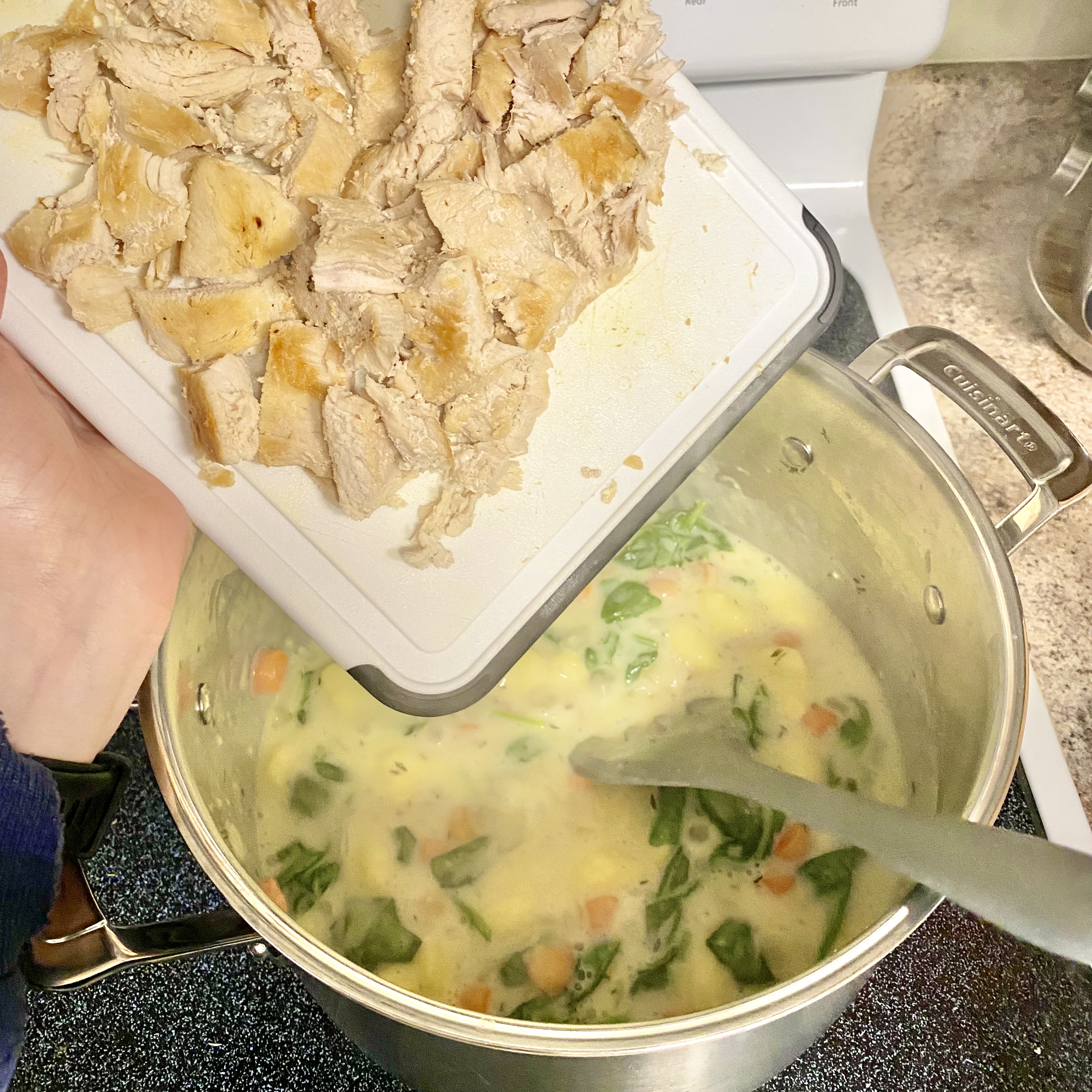 Hearty bowl of chicken gnocchi soup