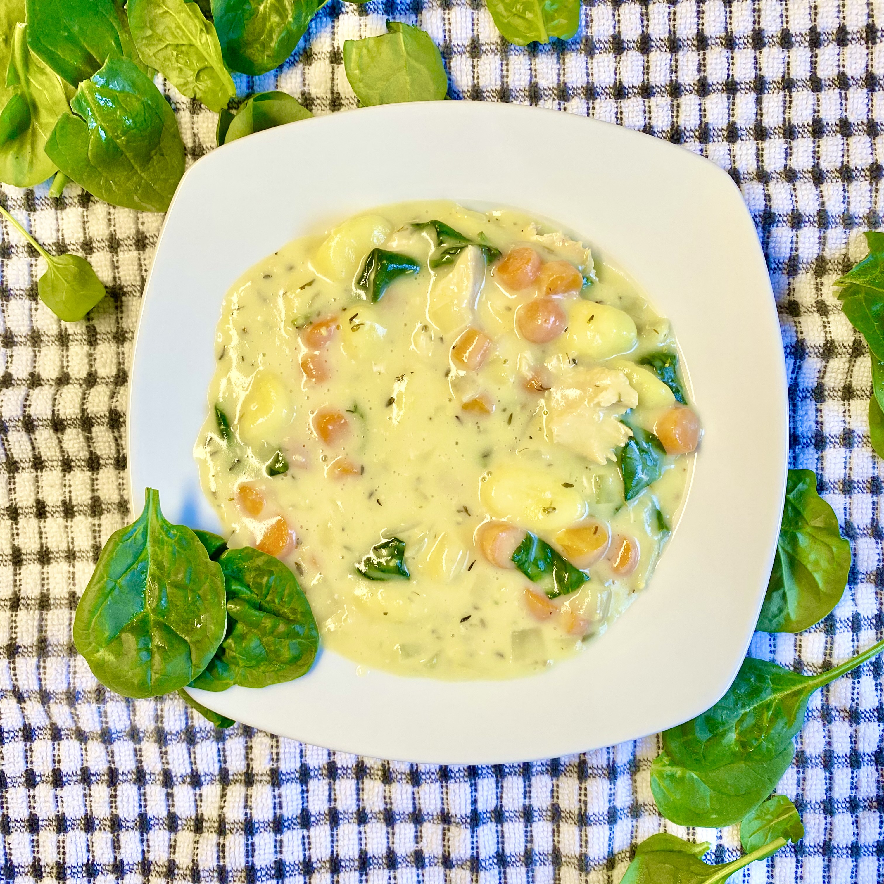 Hearty bowl of chicken gnocchi soup