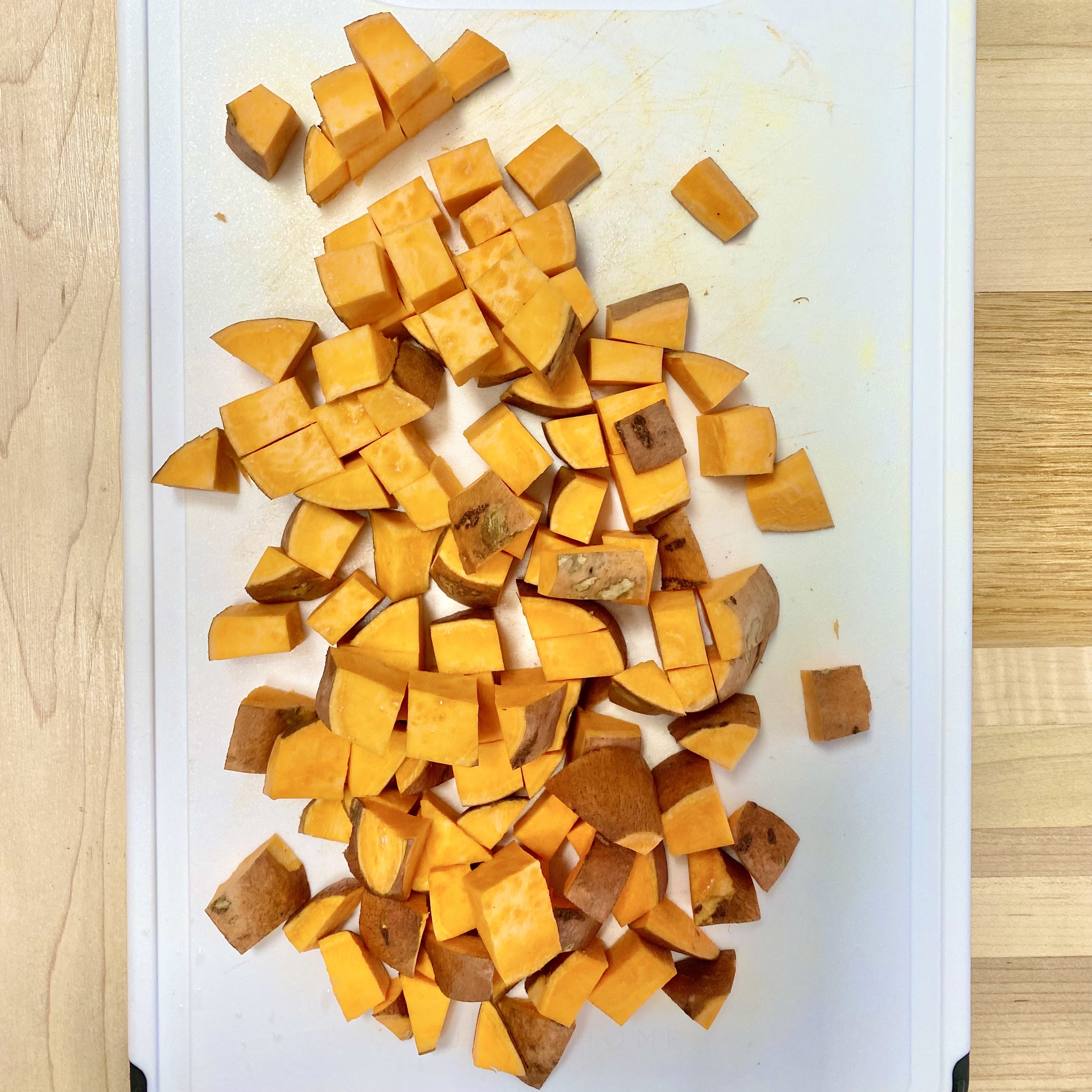 sweet potato, chicken, and hummus salad bowl