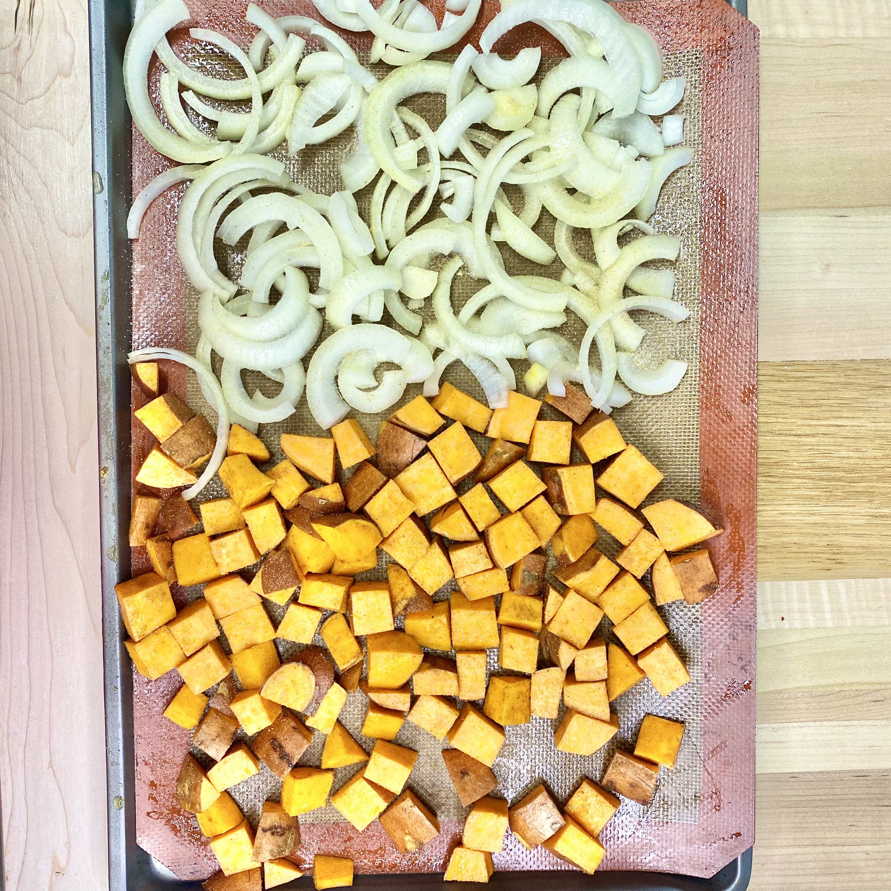 sweet potato, chicken, and hummus salad bowl