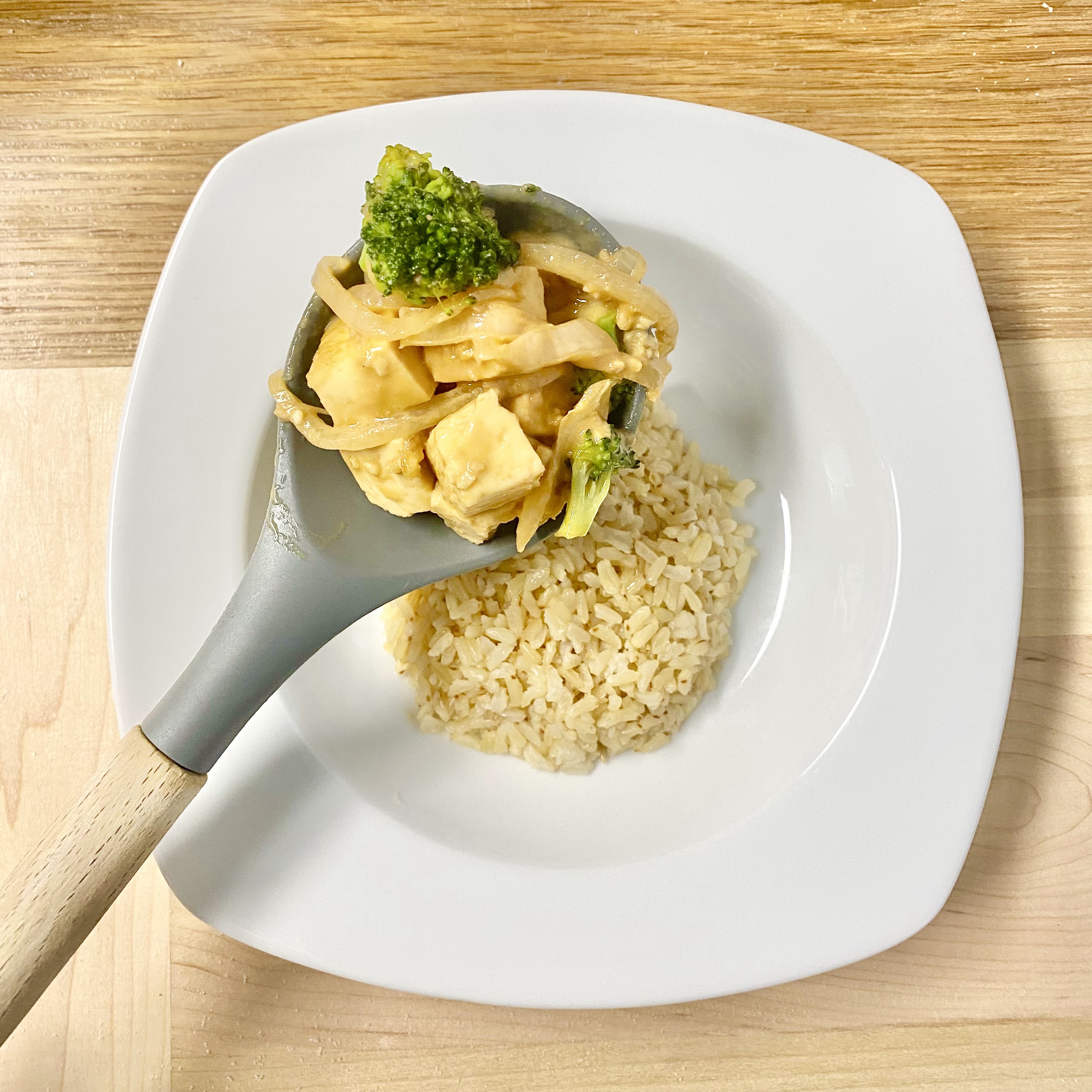 plate of tahini stir fry