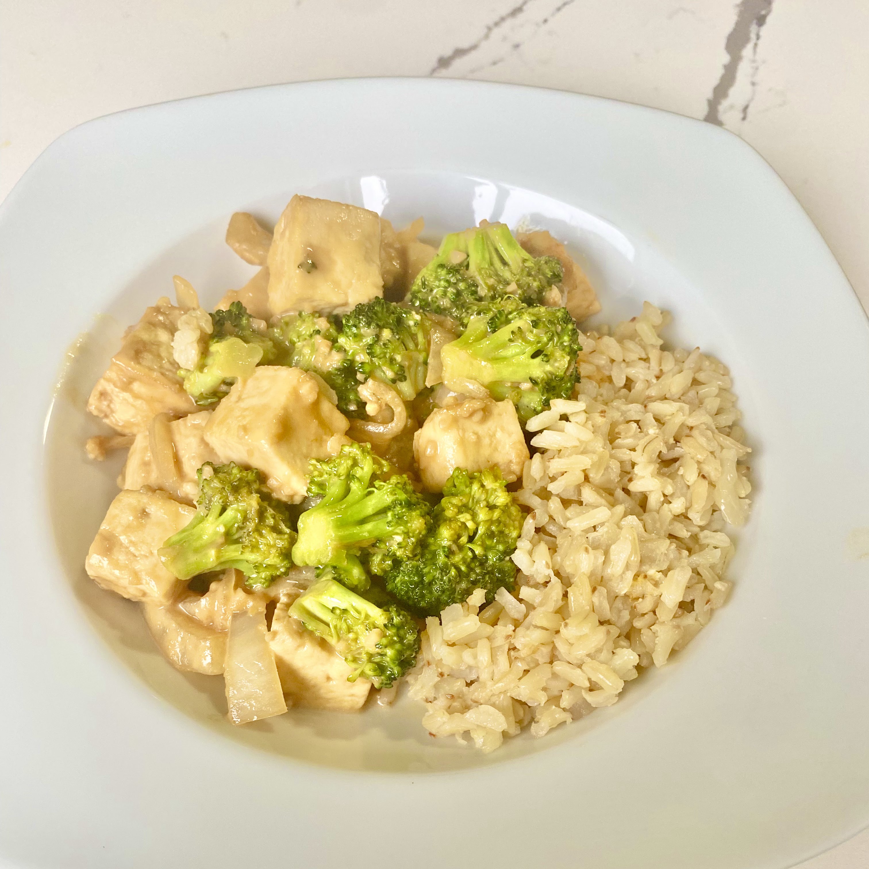 plate of tahini stir fry