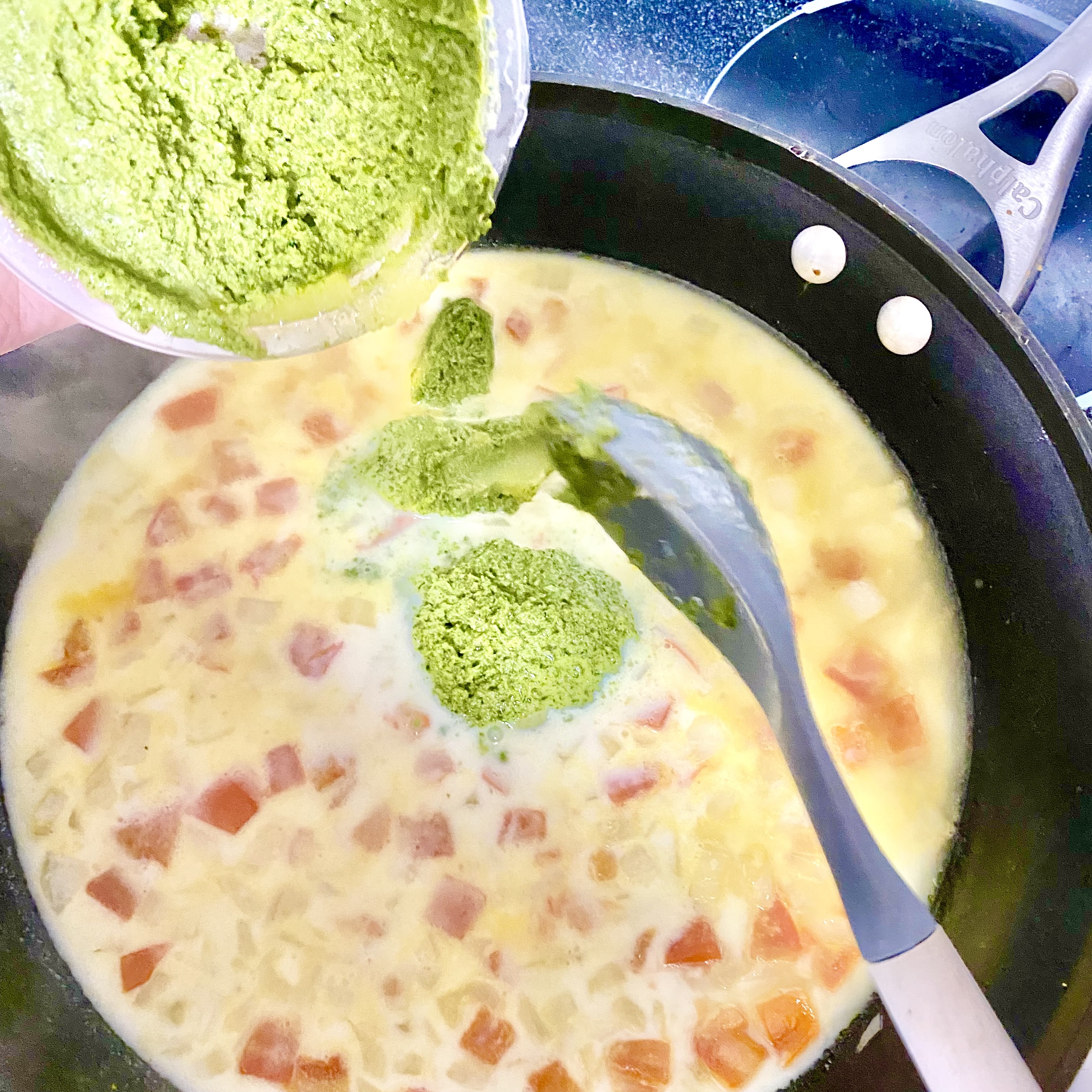 pesto chicken gnocchi in a bowl