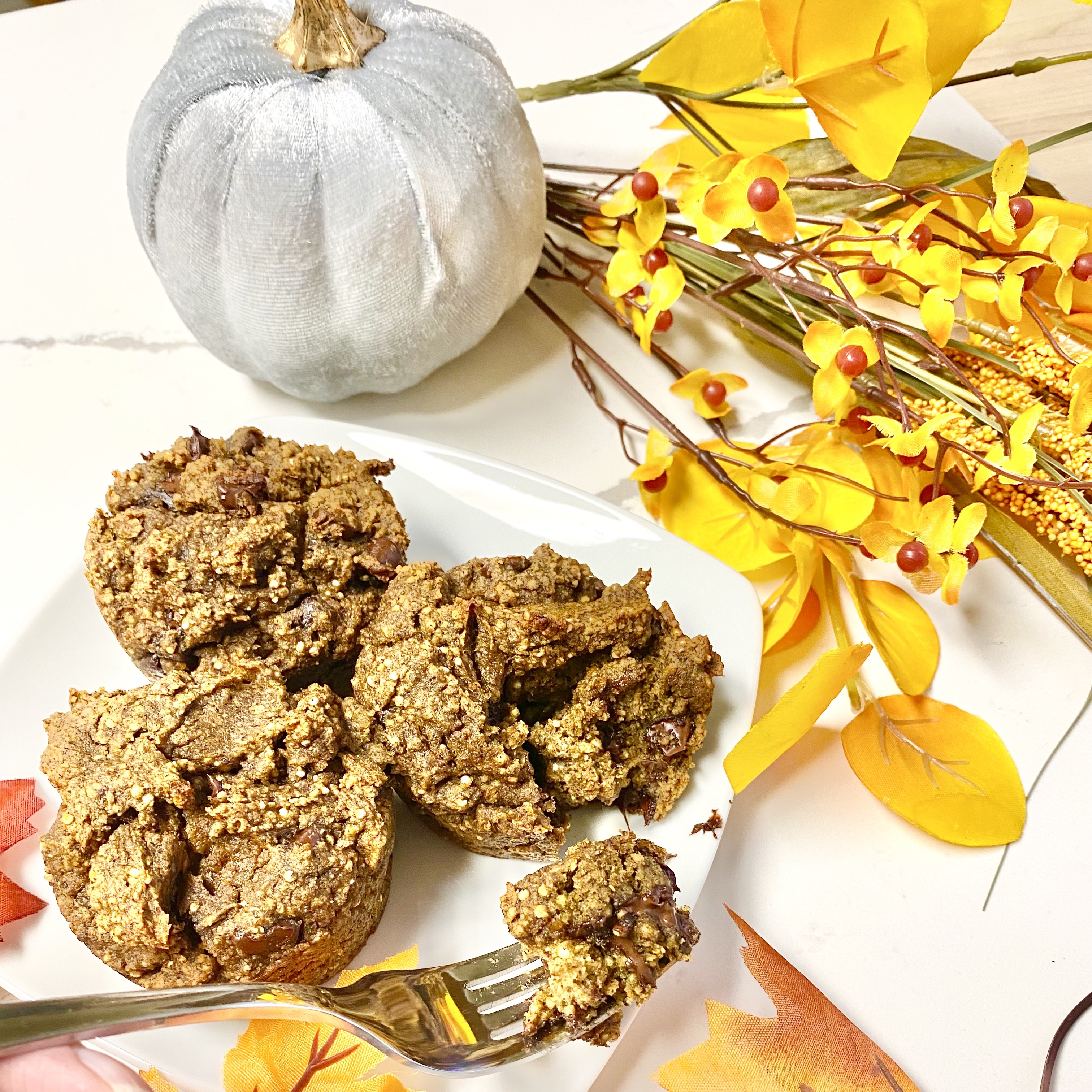 Vegan muffins with fall decor