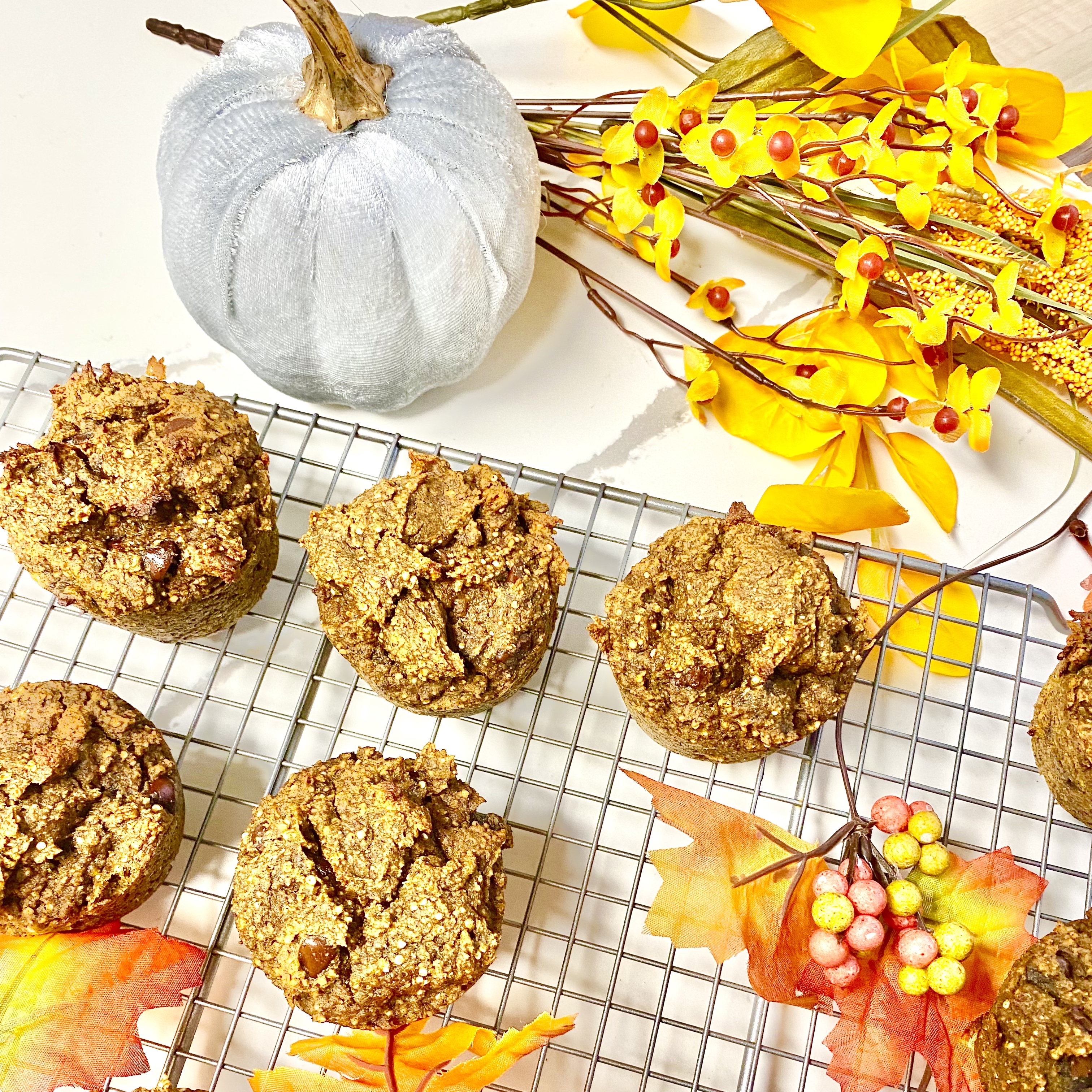 Vegan muffins with fall decor