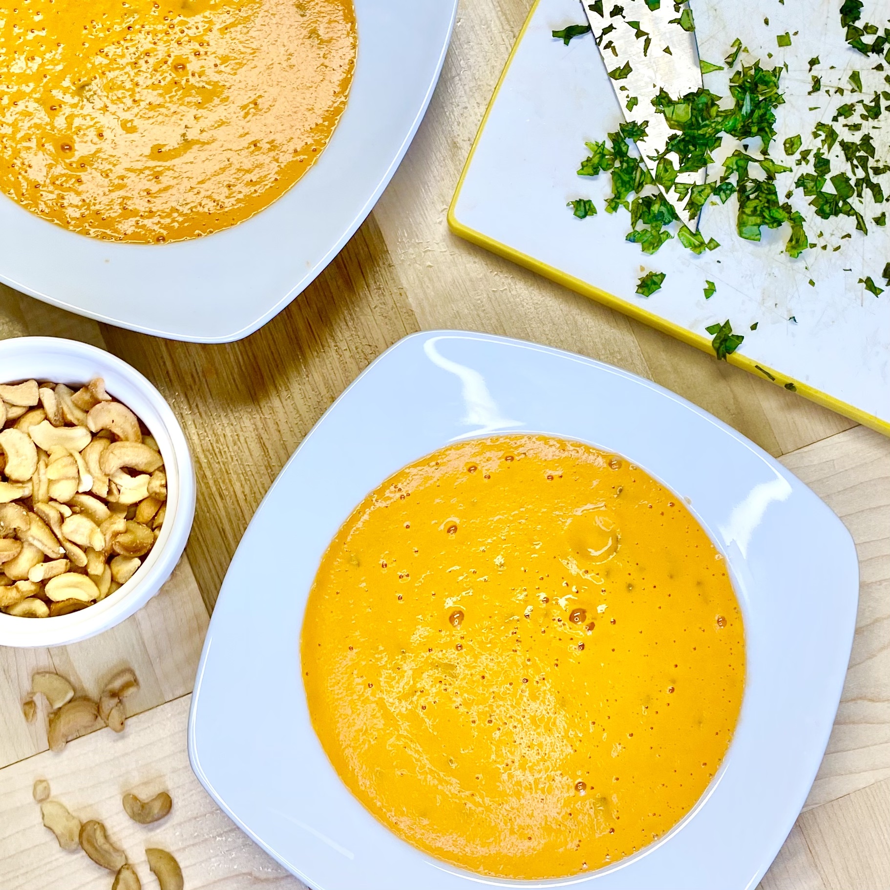 Tomato basil soup with cashews