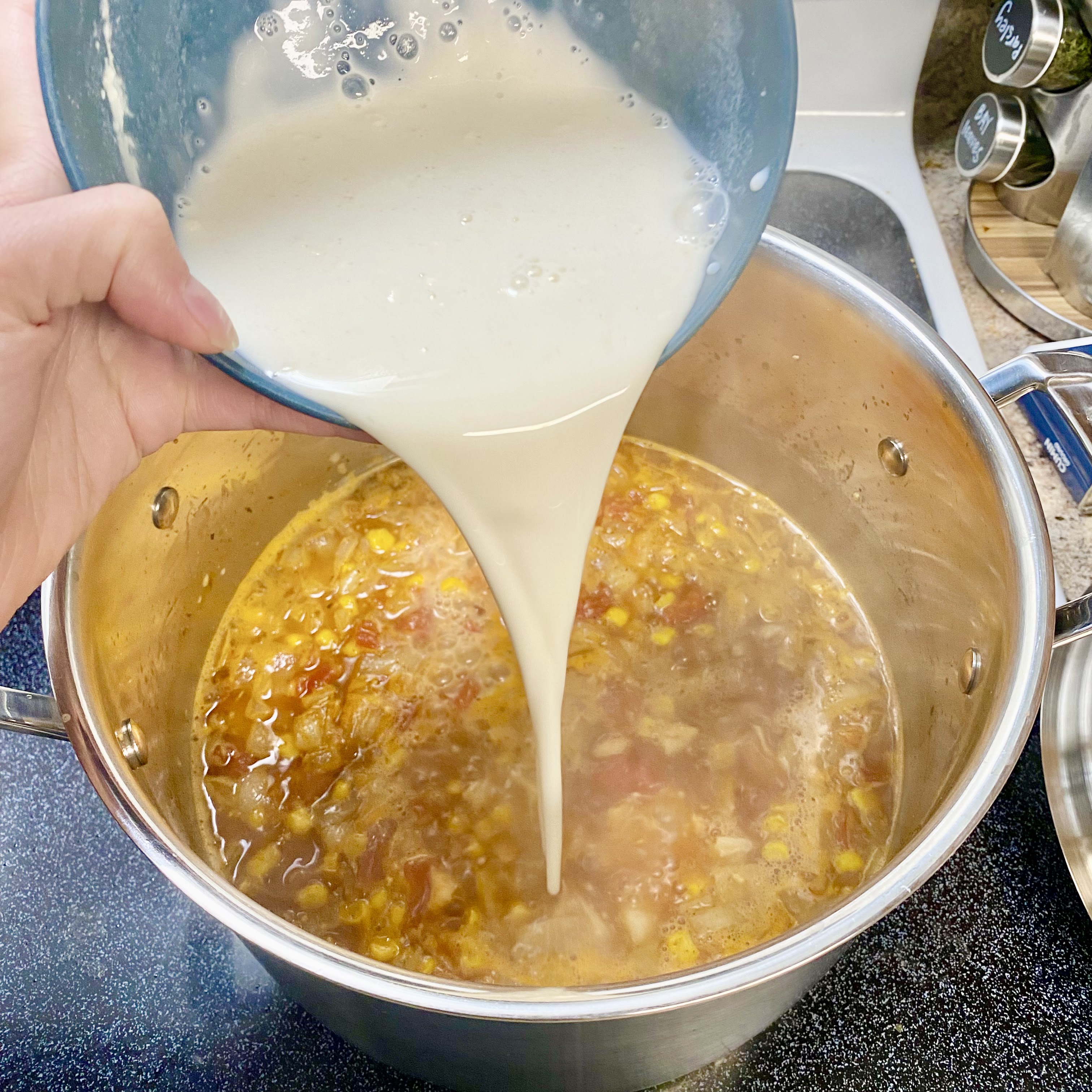 Bowl of chicken tortilla soup