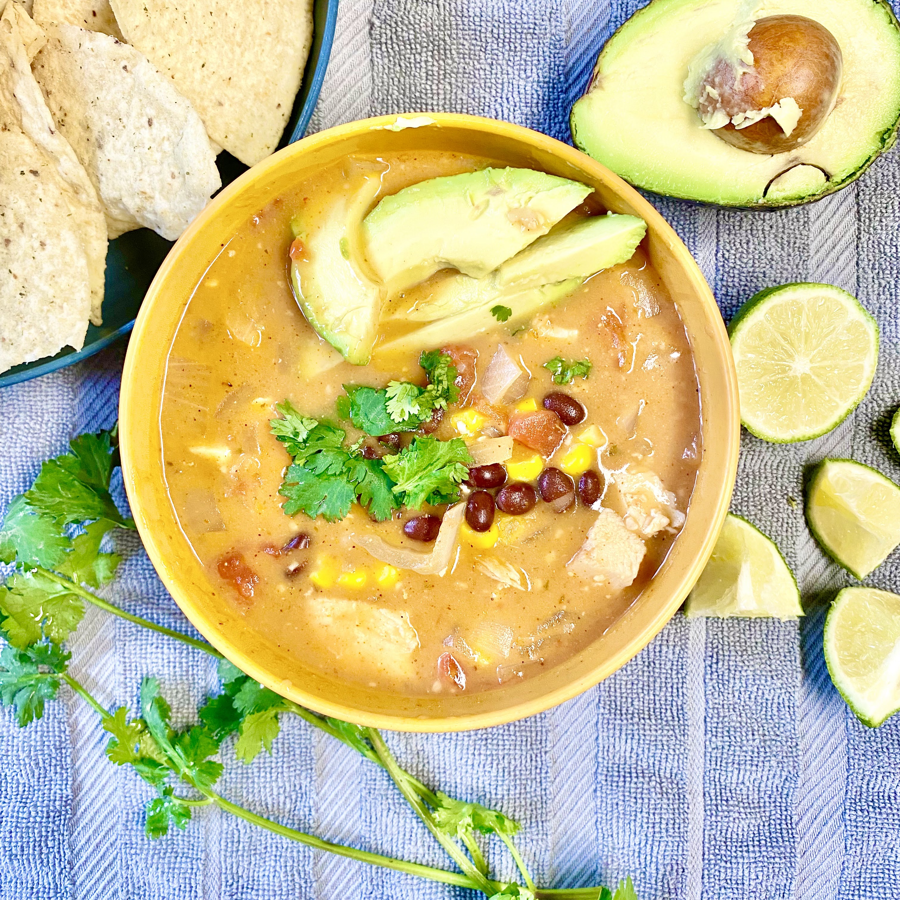 Bowl of chicken tortilla soup