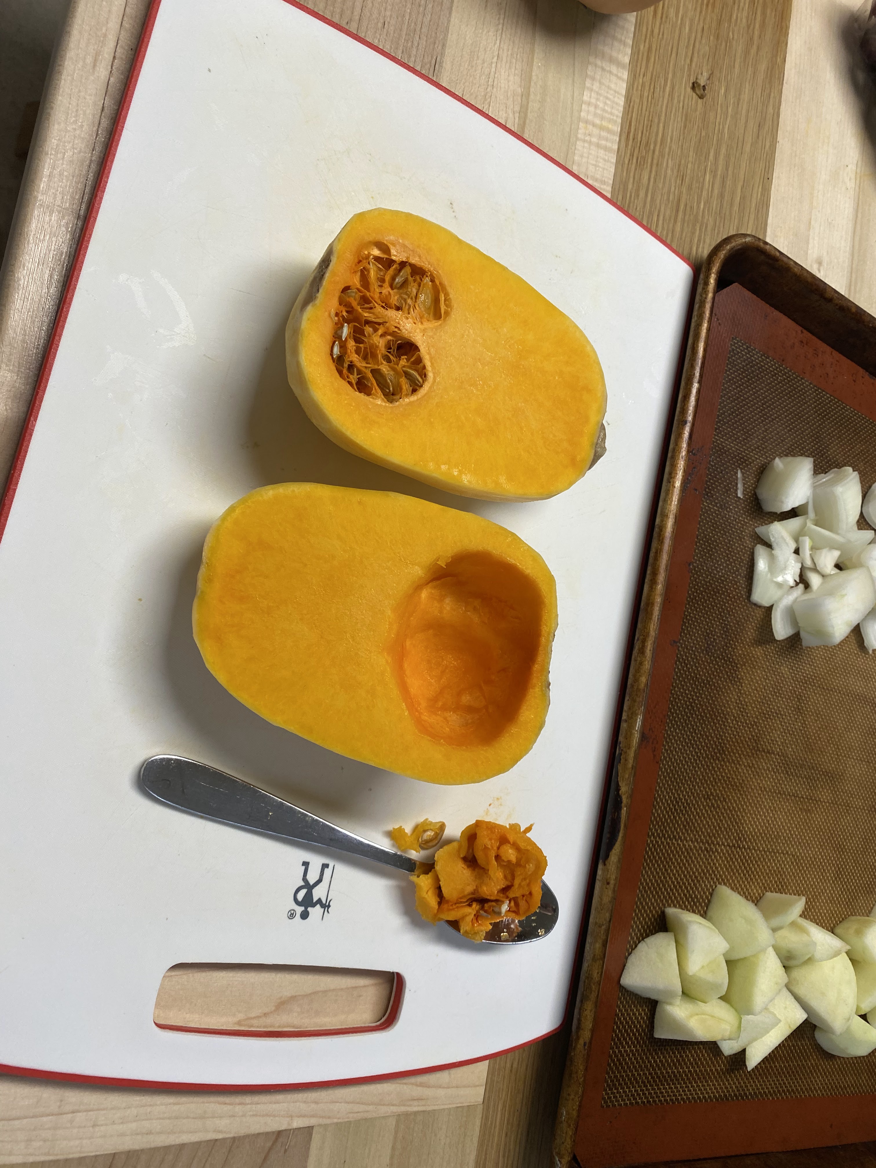 butternut squash soup in bowls